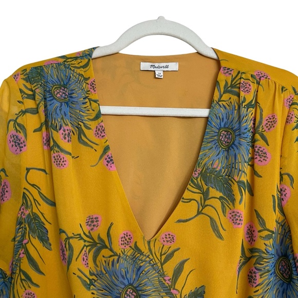 MADEWELL Sweetgrass Ruffle-Sleeve Dress in Painted Blooms Floral Sz: 10 - Picture 7 of 7